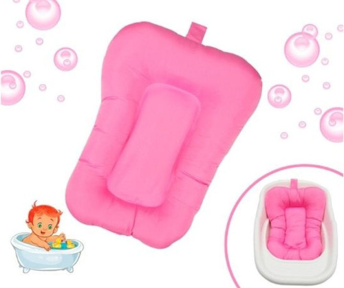 Almofada De Apoio Macia Para Banho Do Bebê Universal  Top Cor Rosa Liso