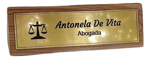 Placa Para Escritorio Base De Madera Abogados Oficinas