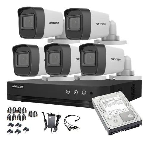 Kit Seguridad Hikvision Dvr 8ch + 5 Cámaras 2mp 1080p + 2tb