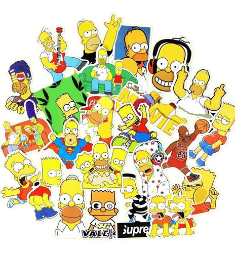 Set Calcomanias 25 Stickers Bart Homero Marge Los Simpsons