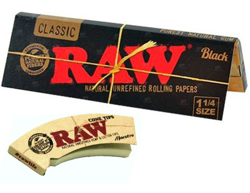 Papel Para Armar Sedas Raw Black 1/14 Con Filtros Tips Cone