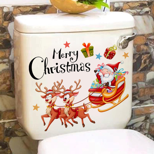 Pegatinas Navideñas Para Inodoro, 2 Hojas, Tapa De Inodoro S