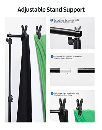 Imagen 4 de 6 de Kit Iluminacion ft Soporte Fondo Luz Estudio Paragua