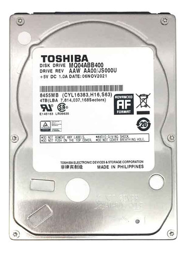 Mdd Mq04abb400 4tb Rpm 16mb Caché Sata 6.0gb/s 2.5in Disco. Color Verde Oscuro