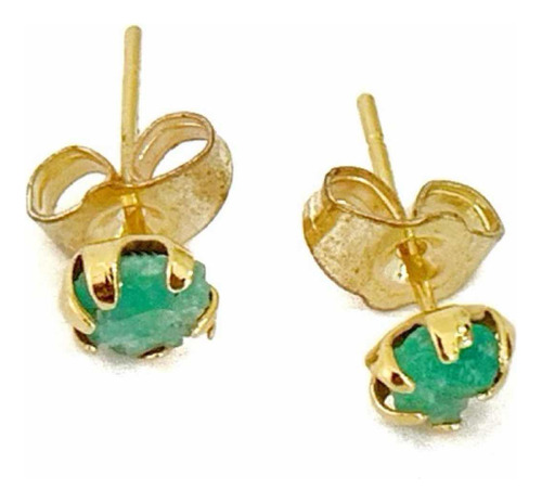 Aretes Esmeraldas Colombianas Topos. Baño De Oro