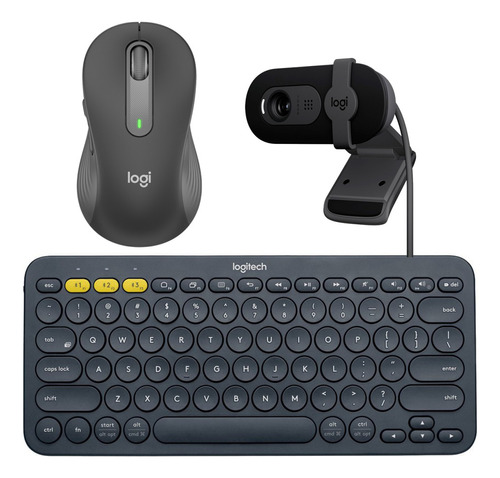 Combo Logitech Teclado K380, Mouse M650, Webcam Brio 100, Bk Mouse Negro Teclado Negro