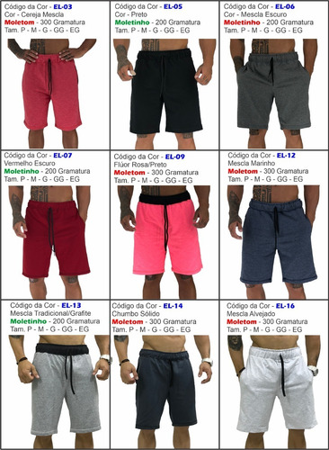 Kit 2 Bermudas Masculina Moletom Short Original Nacional Fit