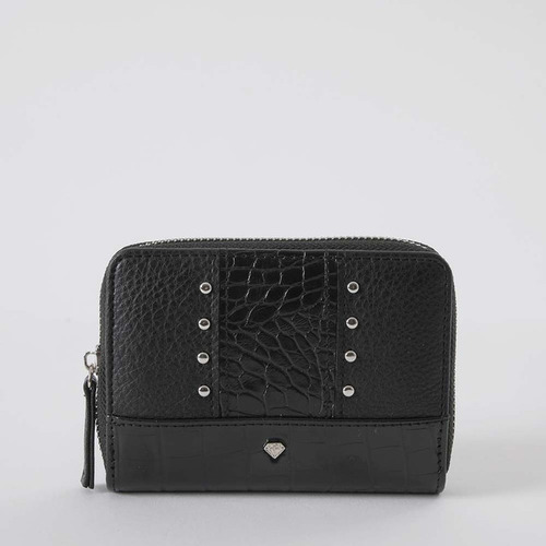 Billetera Mediana Lia Negro De Eco Cuero Y Algodón I-d