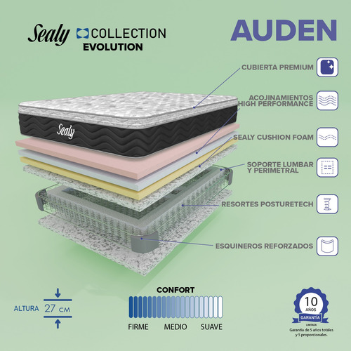 Colchón Queen Size Sealy Foam Lumbar Antibacterial Premium