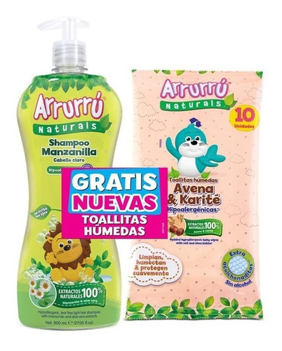 Shampoo Arrurru Romero 800ml+toallitas Humedas Arruru X 10