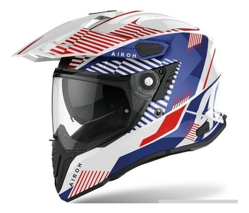 Casco Integral Airoh Commander Boost Blanco + Azul Bamp 