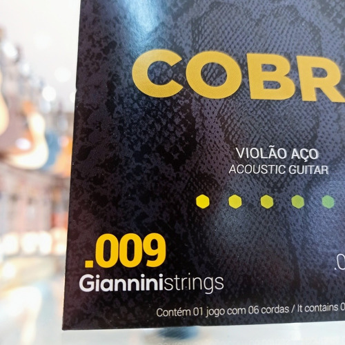Imagem 3 de 3 de Encordoamento Giannini Geewak Cobra Bronze Violão 0.09