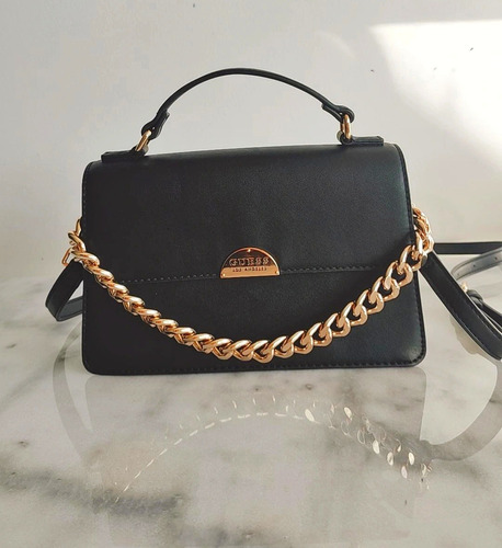 Cartera Guess Negra Nueva, Con Cadena Dorada Desmontable 