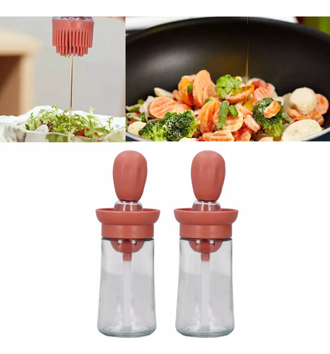 Dispensador De Aceite Con Brocha De Silicona Botella Vidrio