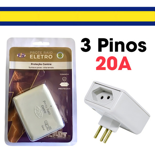 Protetor De Raio Pw Eletro 2 Tomadas Bivolt Cor Branco 127V/220V