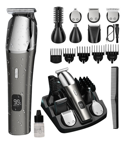 cortadora de cabello, afeitadora de nariz, orejas y cejas con cuchillas cerámicas afiladas, carga USB rápida, pantalla LED digital y diseño impermeable, Kit multifuncional 11 en 1