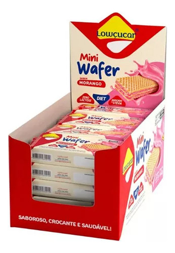Mini Wafer Morango Zero Lactose Lowçucar 22g Caixa Com 20