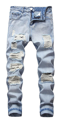 Ripped Distressed Destroyed Jeans For Men Straight Leg