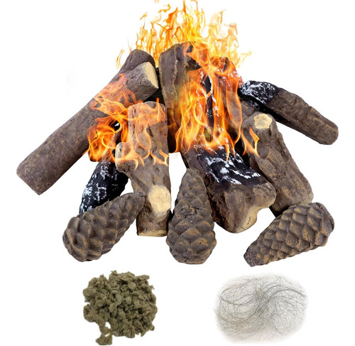 Juego De 10 Leños De Chimenea Falsos De Tamaño Pequeño Co...