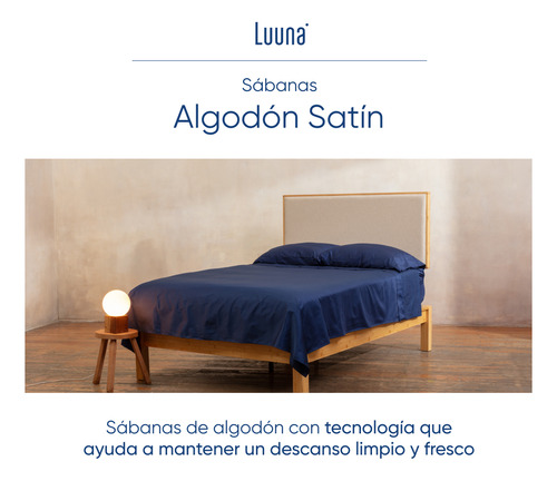Juego De Sábanas Luuna Algodón Satín, Individual Color Azul marino