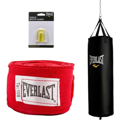 Combo Everlast Bolsa De Boxeo + Venda + Protector Bucal