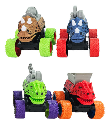 Carro Dinosaurio Monster De Cuerda Coleccionable Juguete X 4