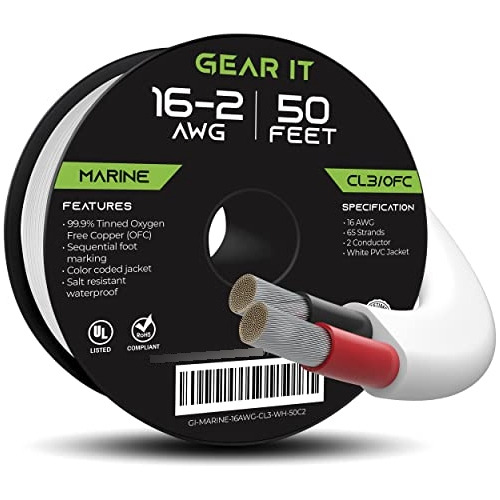 Gearit Cable Marino 16/2 (50 Pies) Calibre 16awg  Cobre Ofc