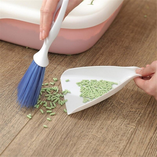 Mini Recogedor Con Escoba Cepillo Plastico Portatil 6 Piezas Color Blanco