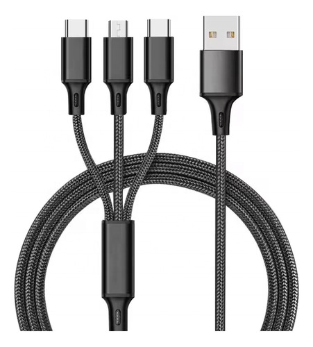 Cable Cargador Micro Usb Tipo C 3 En 1, Puerto Usb Múltiple,