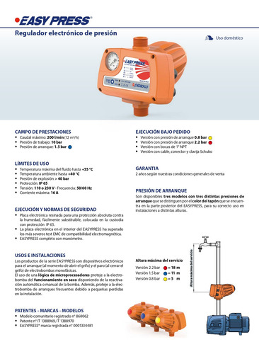 Easypress Pedrollo Controlador De Presion 16 Amp 115 Volts