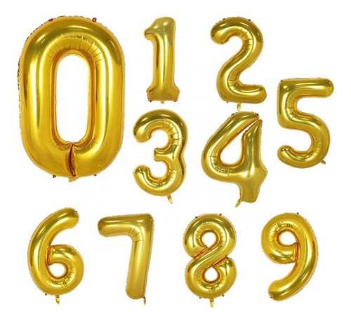 Globos Metálico Letras Y Números Dorado, Plateado 