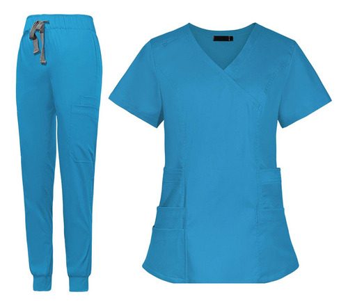 Mujeres Enfermera Uniforme De Enfermería Top Y Pantalones V