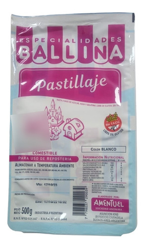 Pastillaje Ballina X 500g Sin Tacc Reposteria Torta