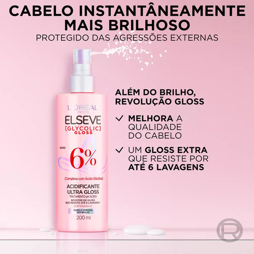 Elseve Glycolic Gloss Shampoo, Cond, Máscara E Acidificante
