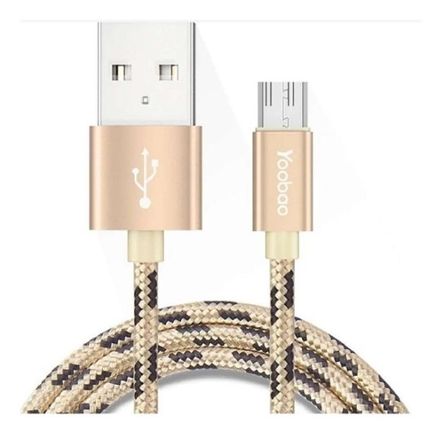 Cable Micro Usb Yoobao Yb-423 Nylon Rosado Y Dorado 