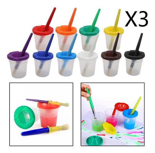 3x Vaso De Agua De Plástico No Derramado, Bote De Pintura Y