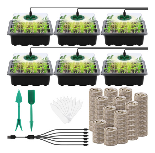 Hahood Paquete De 6 Bandejas De Iniciacion De Semillas Con L
