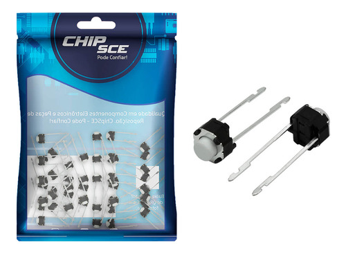 ChipSCE 023-0002 Botão 50x chave táctil redonda 2 terminais 5mm alta qualidade Preto