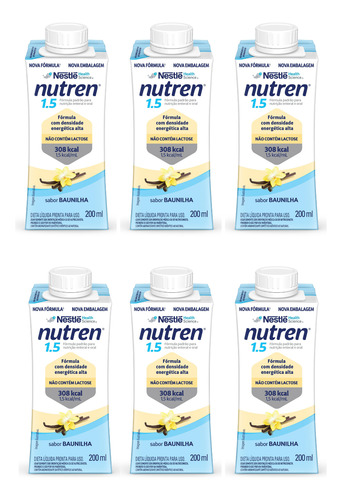 Nutren 1.5 200ml Sabor Bauninha Kit 6 Unidades