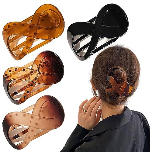 4 Pcs Francés Concord Plano De Pelo Clips Para Mujer, Z88ch