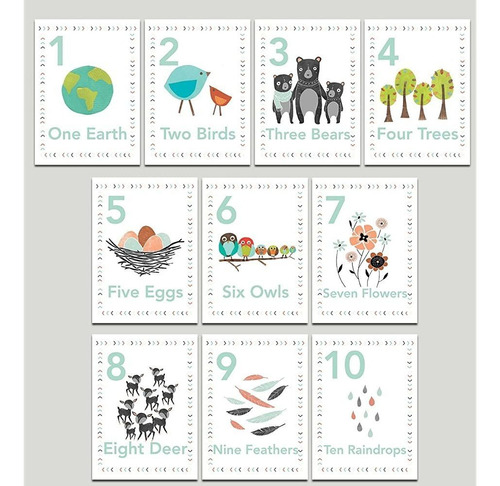 Imagen 1 de 1 de Our Earth Counting Wall Cards In English, Number Flash Cards