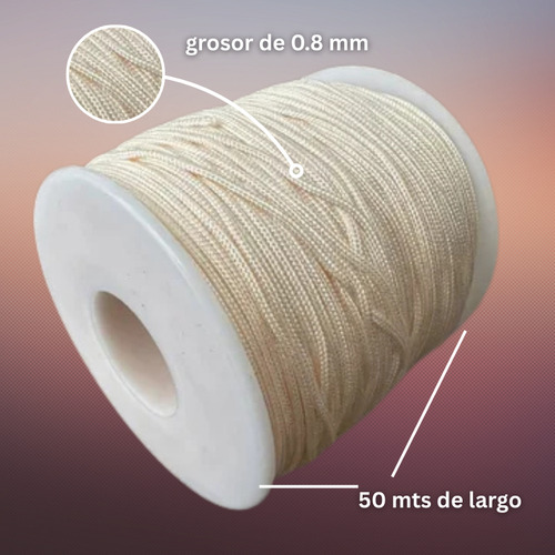 Rollo Hilo Chino 0.8mm Insumo De Bisutería Todo Los Colores Crema