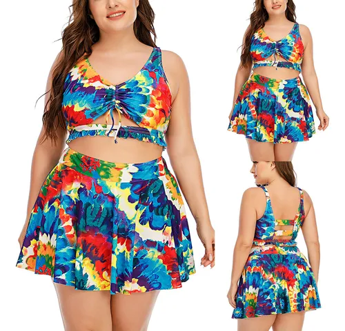 Traje De Baño I Para Mujer, Talla Grande, Con Estampado De C
