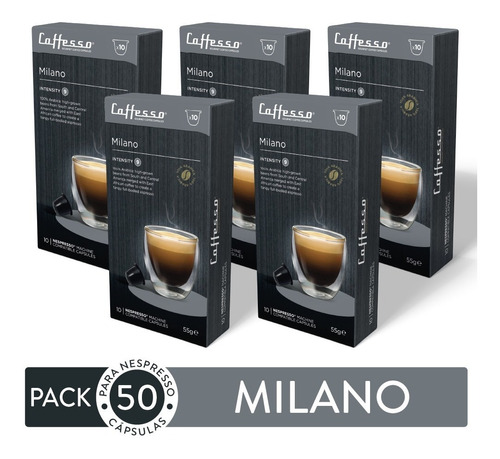 50 Cápsulas Caffesso Milano - Para Nespresso Intensidad 9