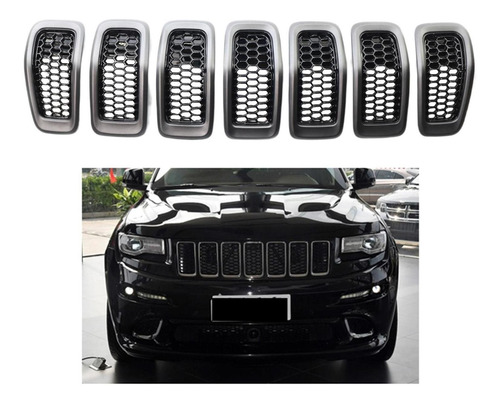 7 Uds Insertos De Parrilla Automotriz/con Anillos Marco Gris