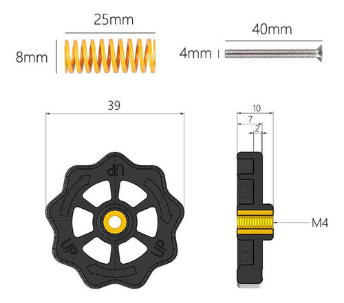 Kit Resortes Tornillos Nivelación Cama Caliente Ender 3 Cr10