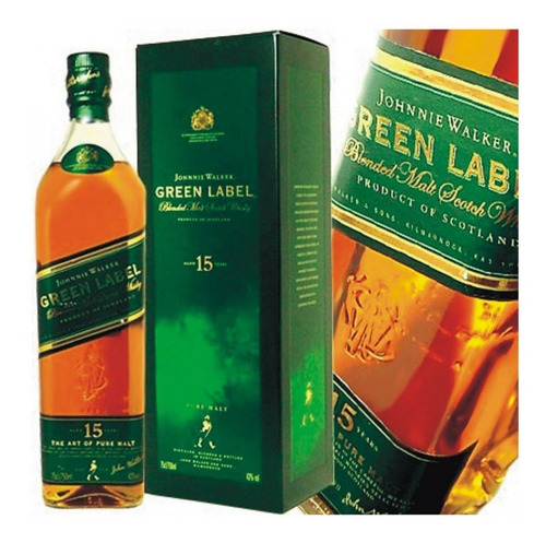 Imagen 4 de 7 de Whisky Johnnie Walker Green Label 1000ml En Estuche Ed Vieja