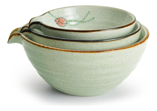 Tigela Matcha De Porcelana Verde Com Bica Para Cozinha E