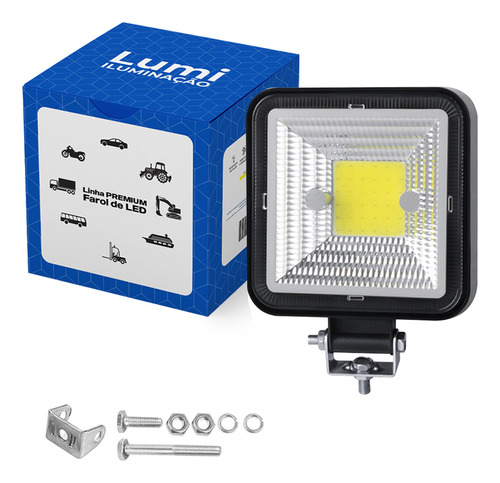 Par Refletor Holofote Luminaria Farol 96w 12v/24v Cor Da Carcaça Preto Quadrado Cor Da Luz Branco-frio Lumi