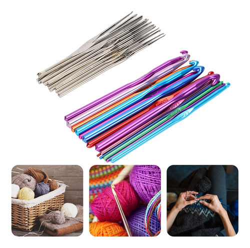 Set De Ganchillo Aluminio Multicolor Diy De Punto 30pcs